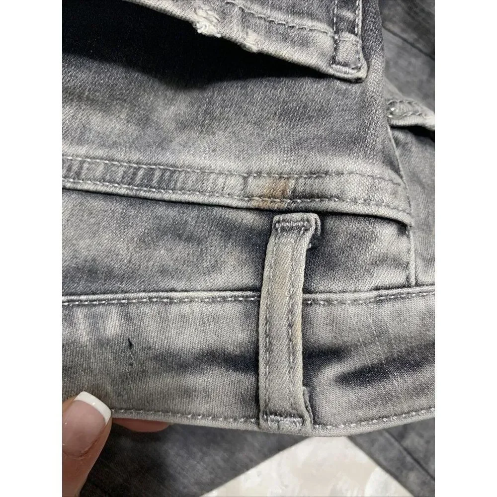 zara womens gray mid rise distressed skinny jeans denim stretch 2 Xs